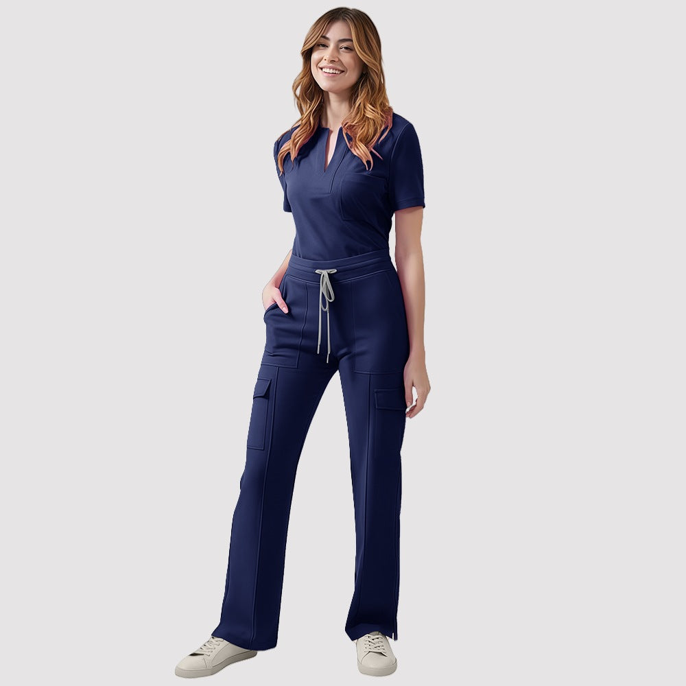 Women's V-Neck Scrub Top and Pants Set