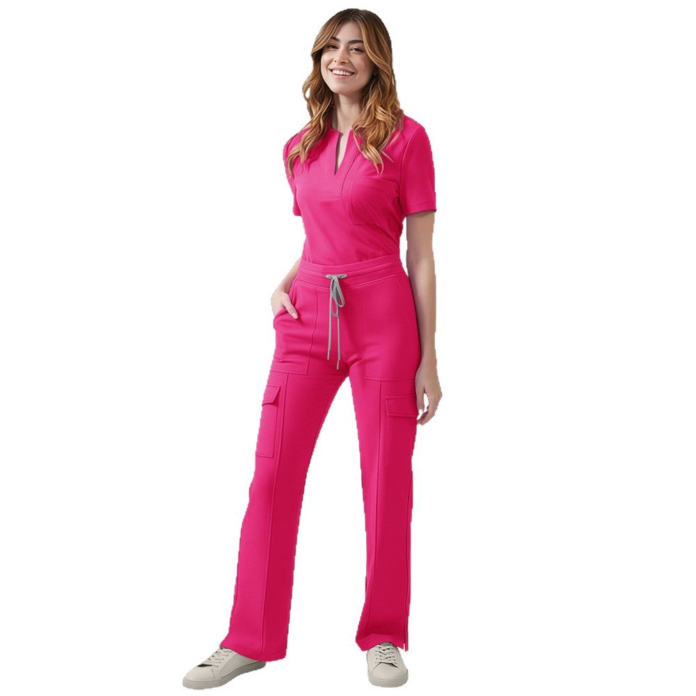 Women's V-Neck Scrub Top and Pants Set