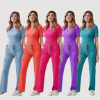 Women's V-Neck Scrub Top and Pants Set